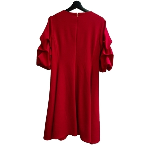Donna Karen Burgundy Dress with Accent Sleeves, Size Medium - Picture 2 of 10